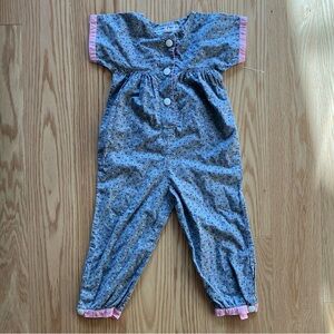 Vintage Cotton Floral Toddler Romper, Size 3